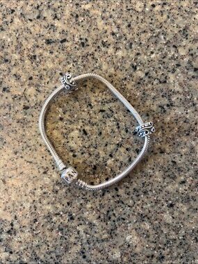 Pandora Silver Snake Chain Bracelet with Decorative Spacers
